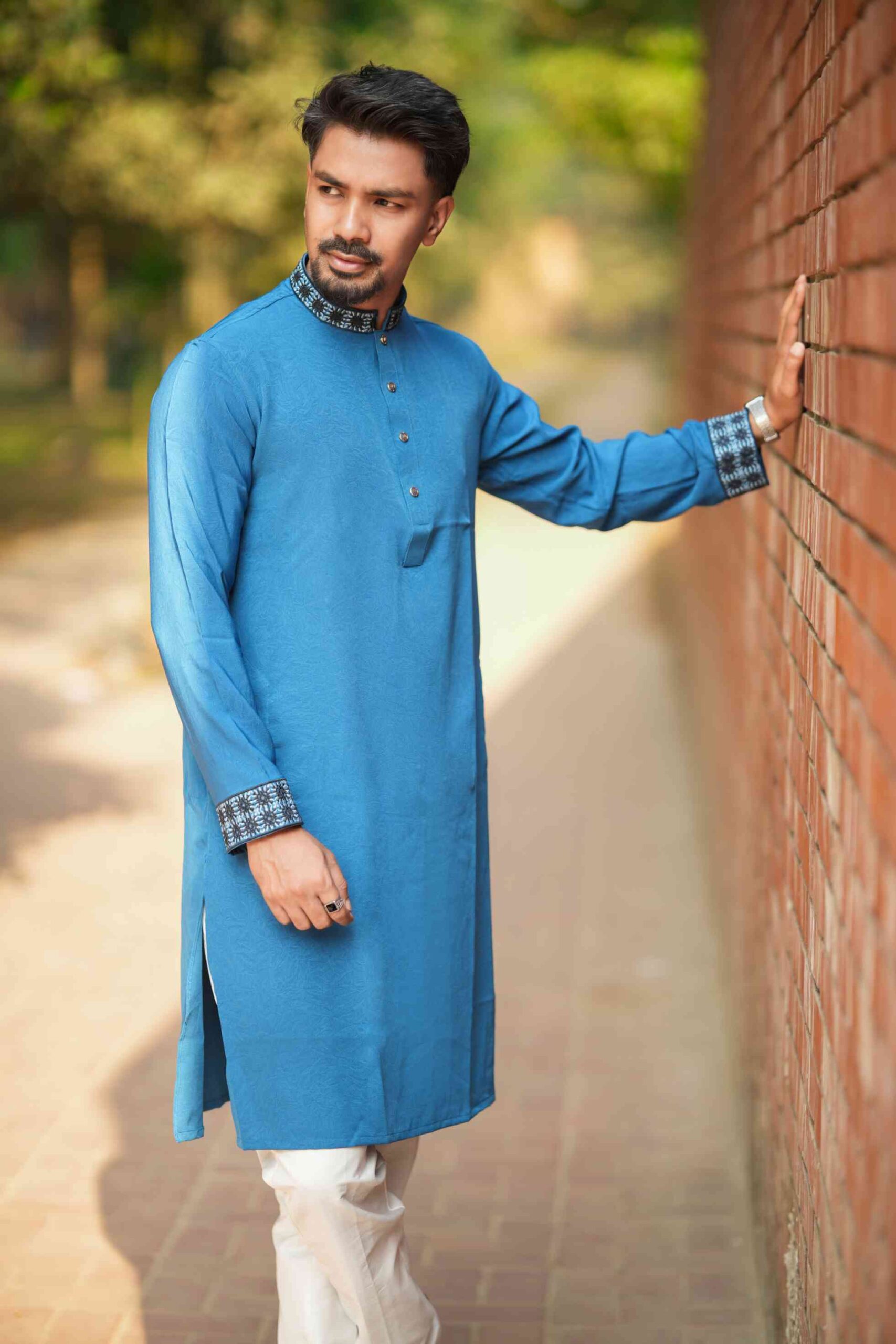 Premium Panjabi - Petrol Blue - Image 3