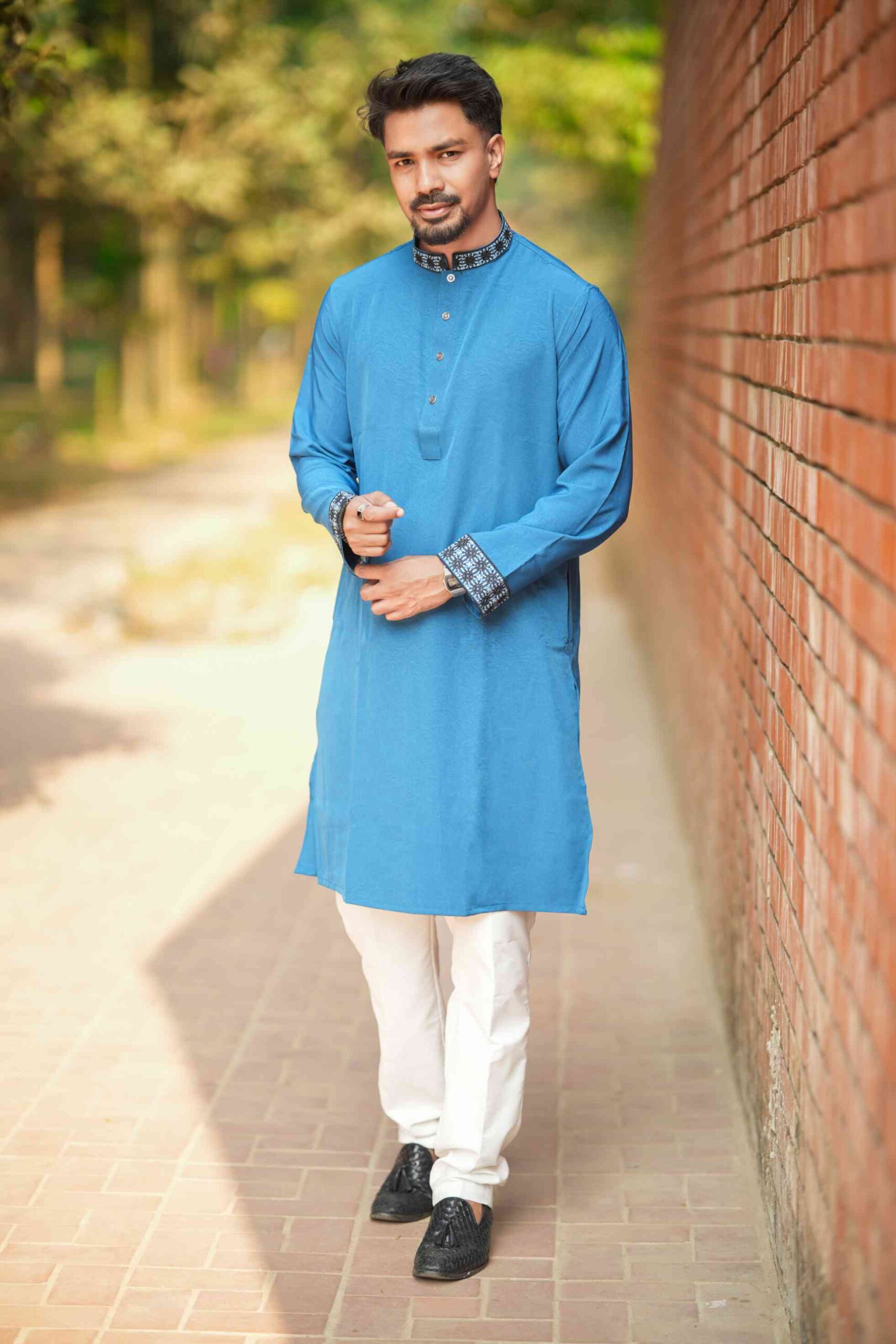 Premium Panjabi - Petrol Blue - Image 2