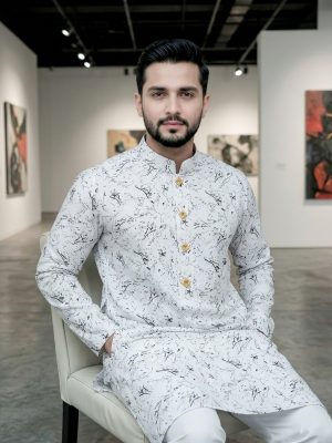 Premium Soft Cotton Panjabi -White
